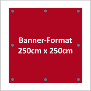 Werbebanner 2,5x2,5m randverstärkung und Ösen alle 50cm